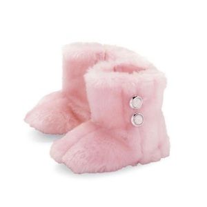 NEW Mud Pie Pink Faux Fur Booties 6-12 Months